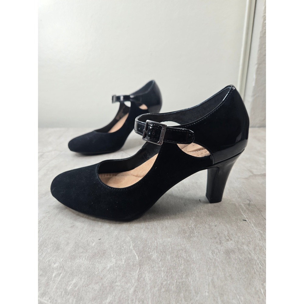 Maryโ Jane Pumps 6.5 Black Suede Memory Foam Comfort Heeled Shoes Lolita Preppy
